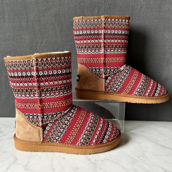 Lamo Sonoran Collection Juarez Red Textile Ankle Boots - Women's Size 9 - Picture 1 of 10